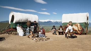 Oregon Trail pioneers-wagons